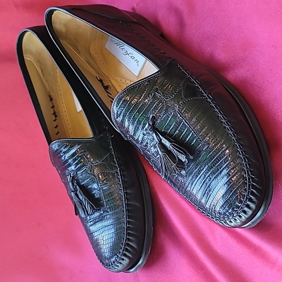 MEZLAN sz 11 LIZARD TASSEL LOAFER black excellent condition ORIG $575